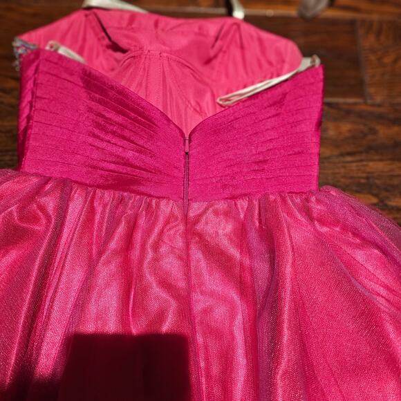 Mac Duggal 00 Strapless Sequin Tulle Party Dress Pink Formal Prom Cocktail Gown - Picture 6 of 10